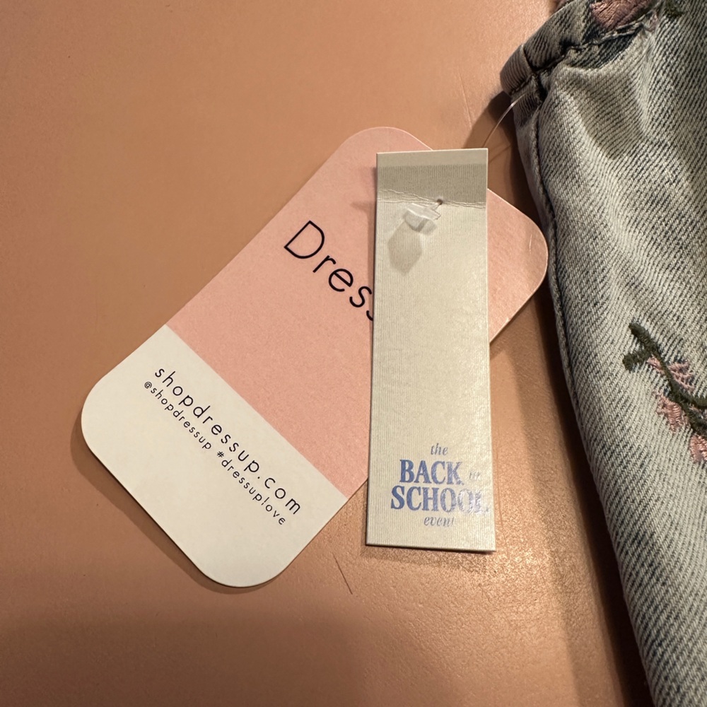 NWT Stoosh Denim Vest with pink floral embroidery - Picture 5 of 6